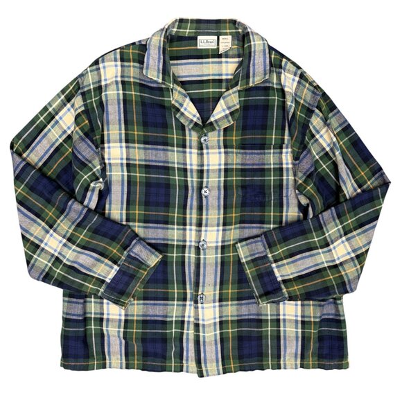 VINTAGE Men's L.L. BEAN Plaid Flannel Pajama Shirt | Size L‎ - Picture 1 of 7